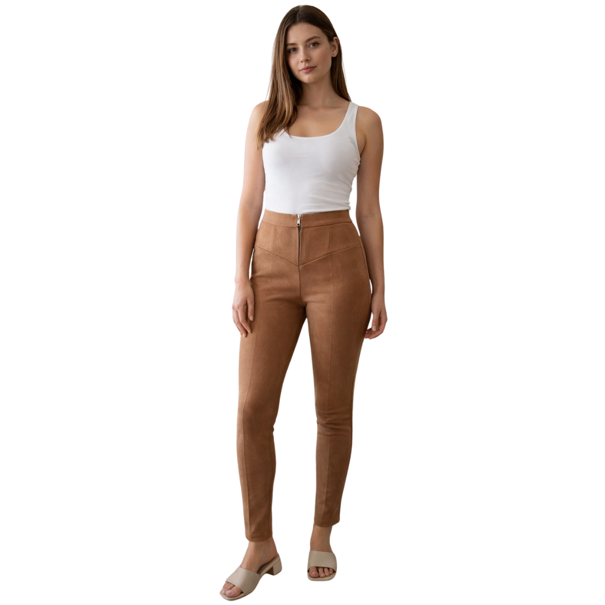 Süet Fermuarlı Tayt