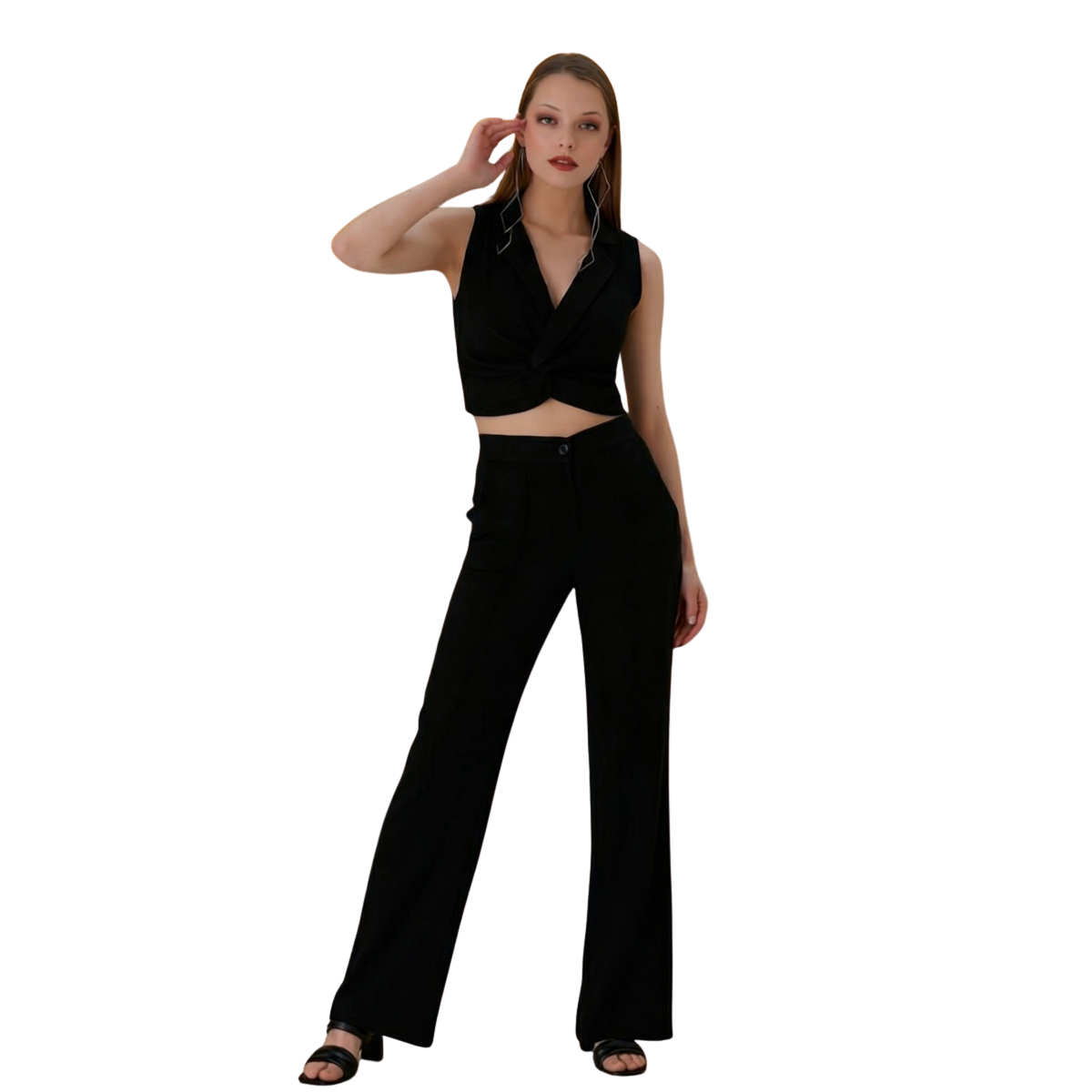 Crop Bluz Pantolon Takım