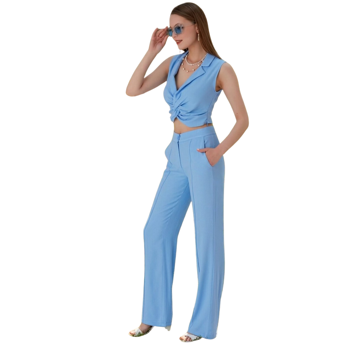 Pantolon Bluz Crop Takım