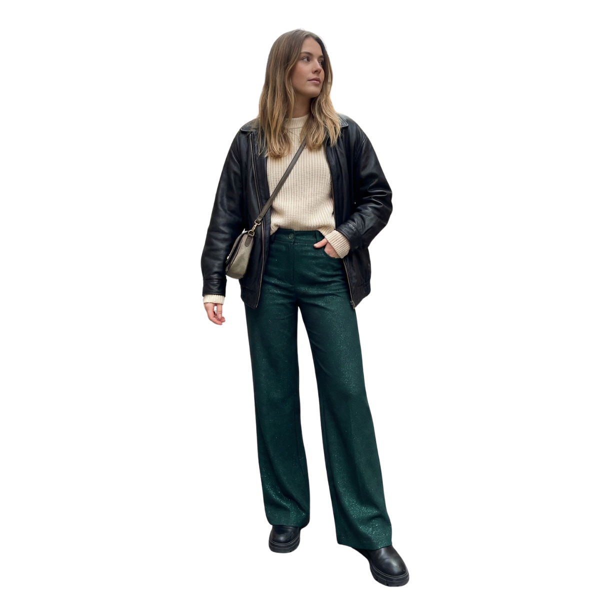 Simli Cepli ve Fermuarlı Salaş Pantolon