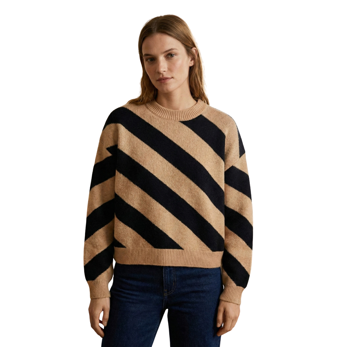 Yatay Şeritli Yün Kazak